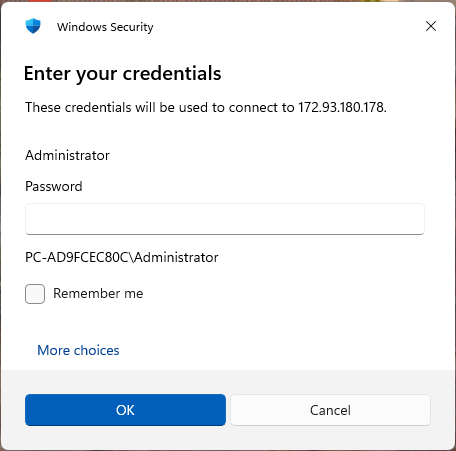 Windows Security — Enter your credentials