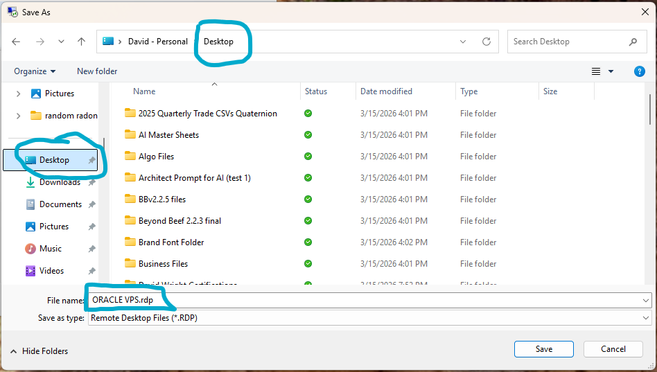 Click Save As under Connection settings