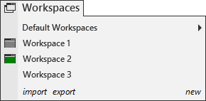 Workspaces menu
